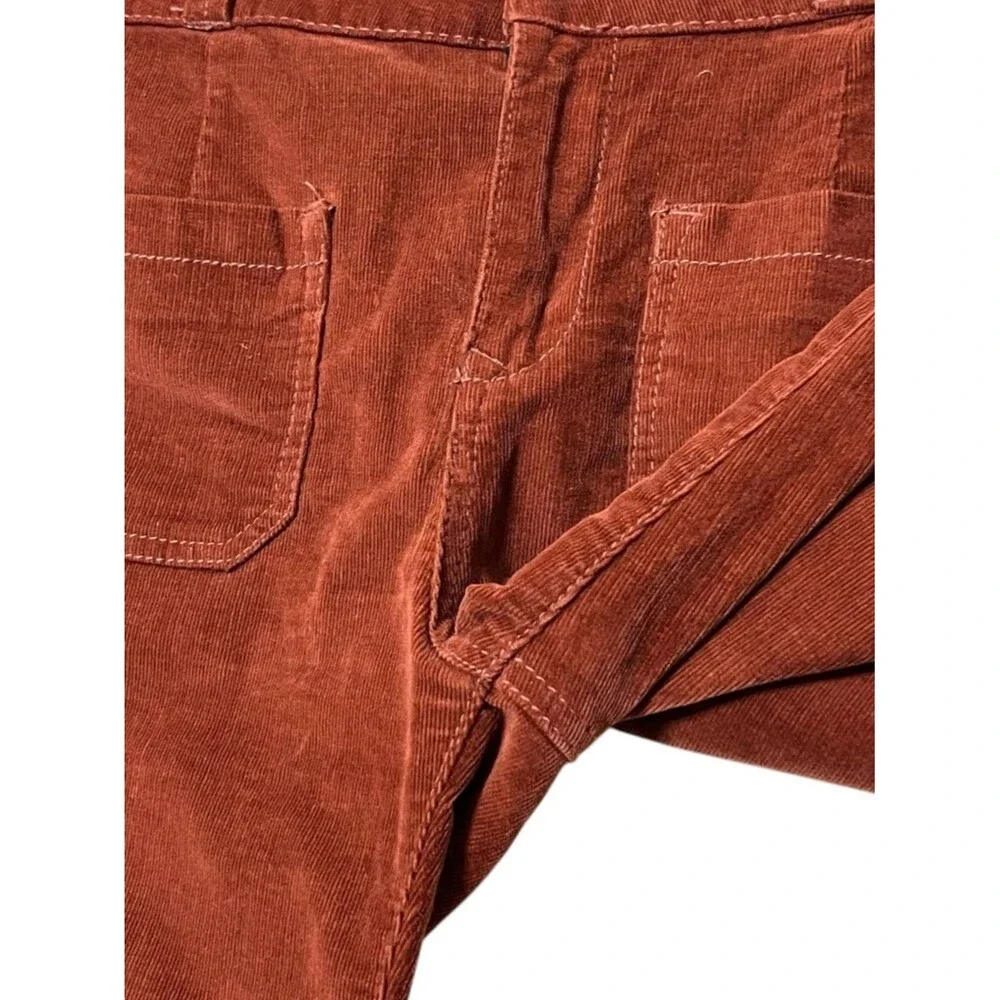 Anthropologie Pilcro Icon Flare Pants Womens 8 Rust Corduroy Mid Rise Retro Boho - Picture 9 of 13